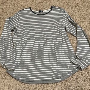 ❤️ Nautica women’s Striped Gray and White Long Sleeve Top